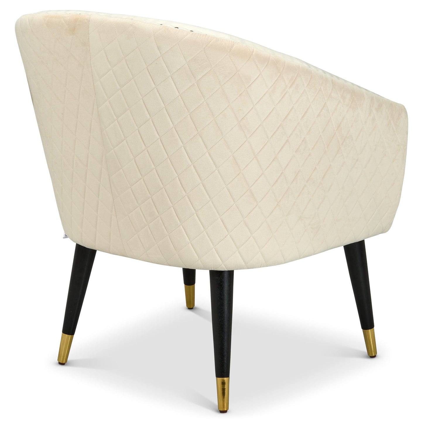 Revo Velvet Nailhead Trim Tub Armchair - Cream-Bargainia.com