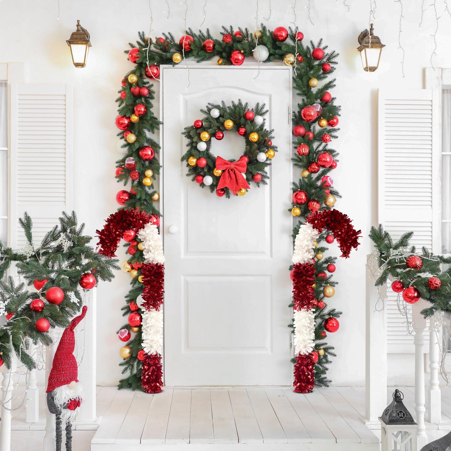 Large Tinsel Candy Cane Christmas Decoration - 30"/76.2cm-5050570000000-Bargainia.com