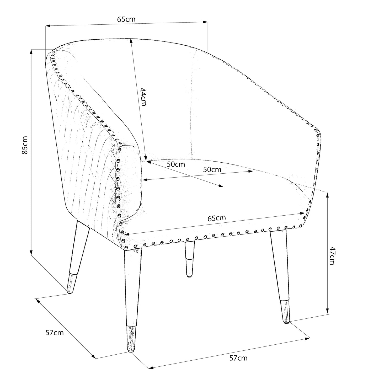 Revo Velvet Nailhead Trim Tub Armchair - Pink-Bargainia.com