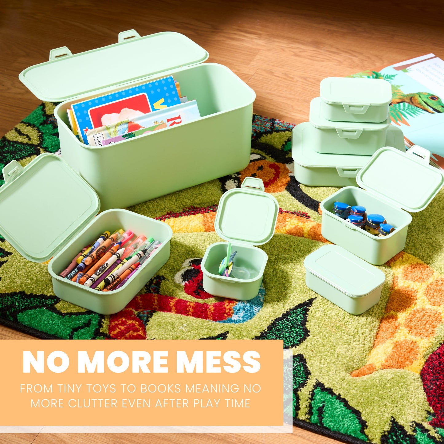 Multi Function Storage Boxes With Attached Lids - Mint Green - Set of 8-4055334575300C-Bargainia.com