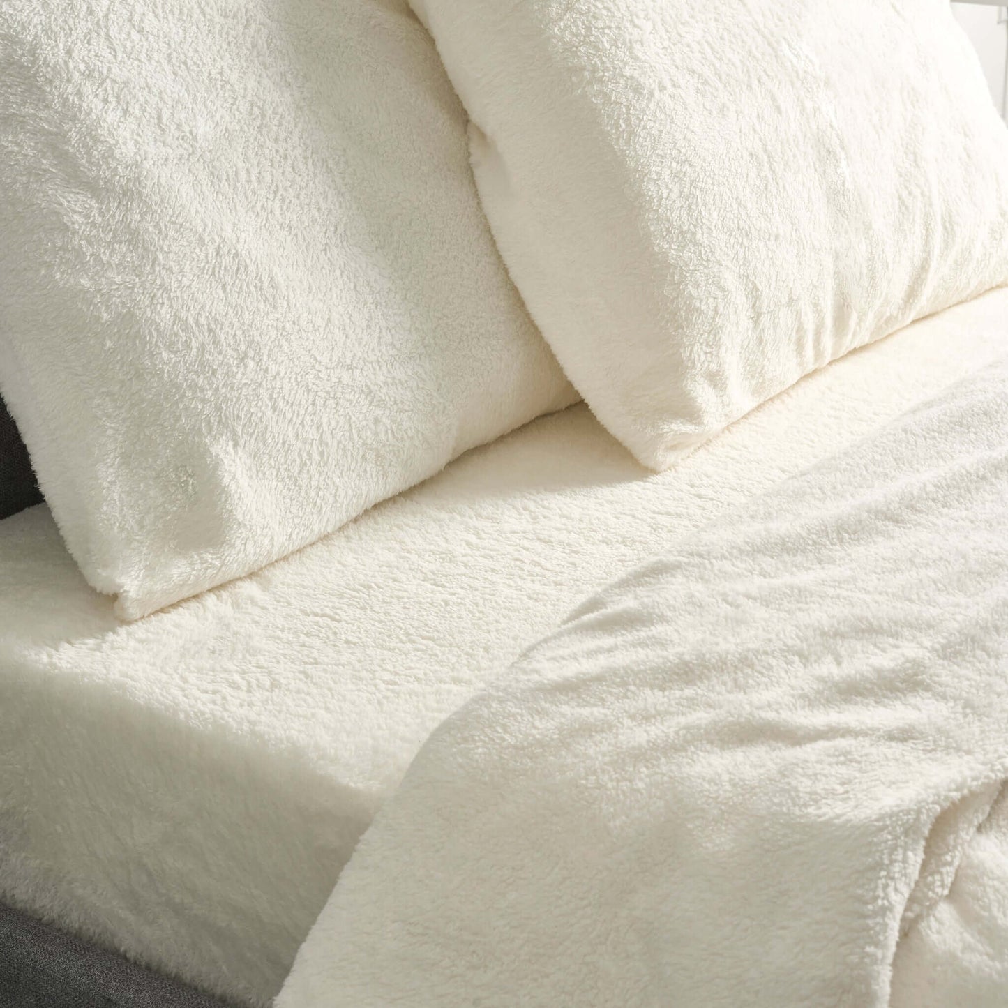 Hibernate Collection Super Soft Teddy Fleece Fitted Sheet - Ivory Cream-Bargainia.com