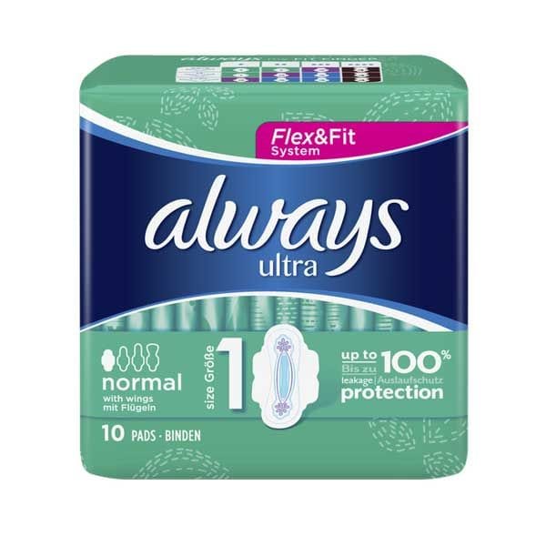 Always Ultra Normal With Wings Pads - Size 1 - Pack of 12 8001841224008 only5pounds-com