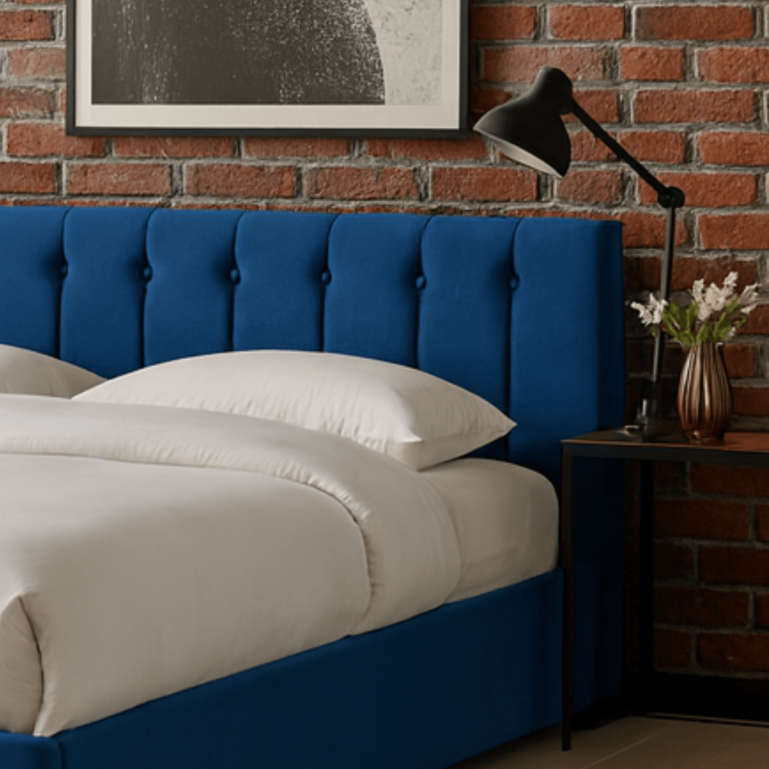 Blue Velvet Plush Ottoman Storage Bed Frame - Double - Bargainia.com - 5056536100108 - MLM - 170955 - D - DBL