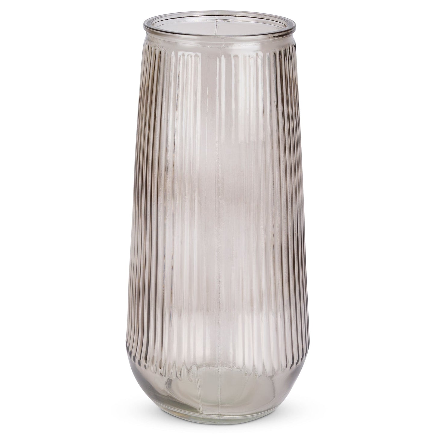 Brown Glass Ribbed Vase - 30cm 4036812411600 bargainia-com