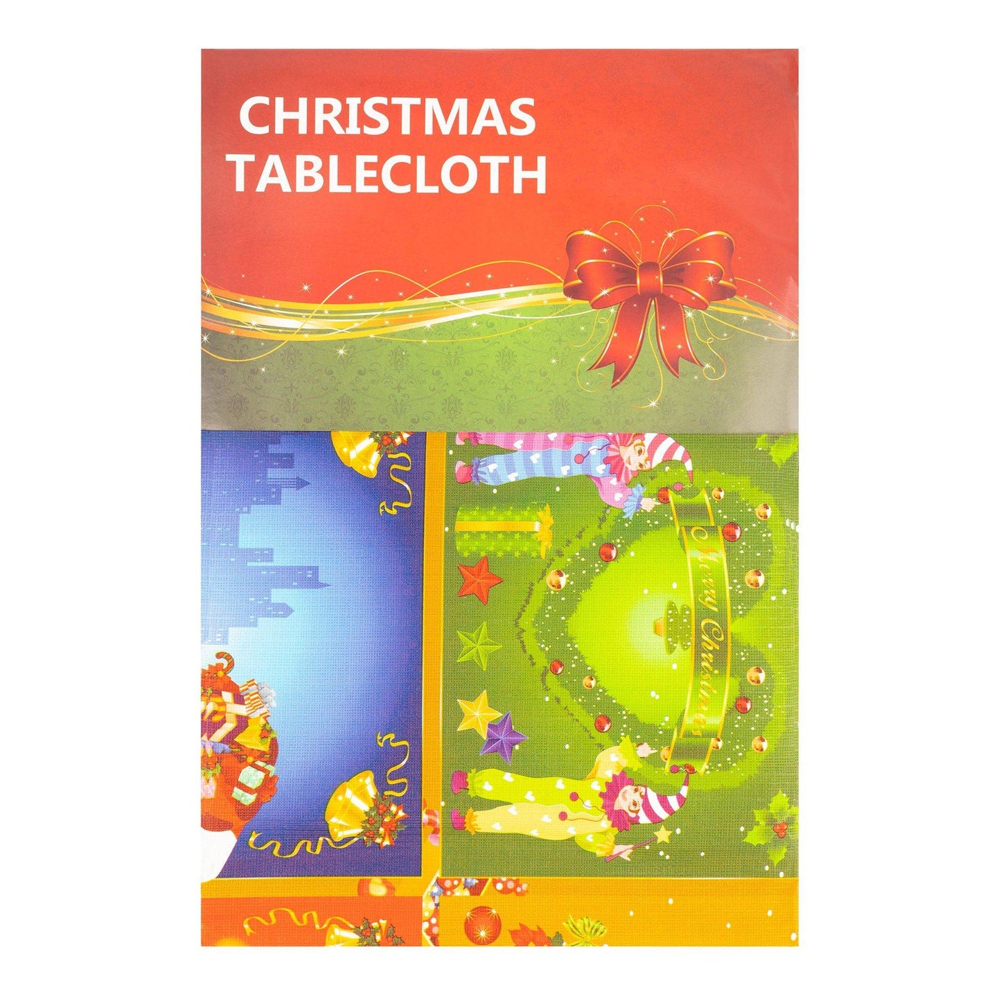 Checked Christmas Table Cloth - Gold & Green 5056150211938 only5pounds-com