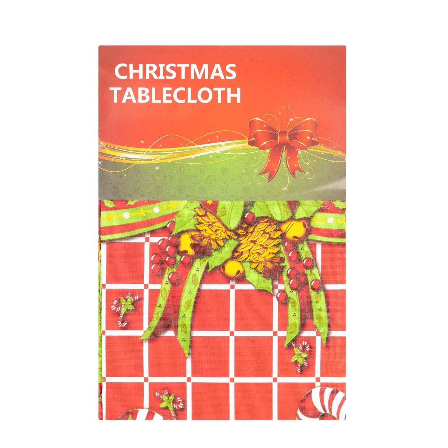 Christmas Table Cloth - Checked Bow 5056150211938 only5pounds-com