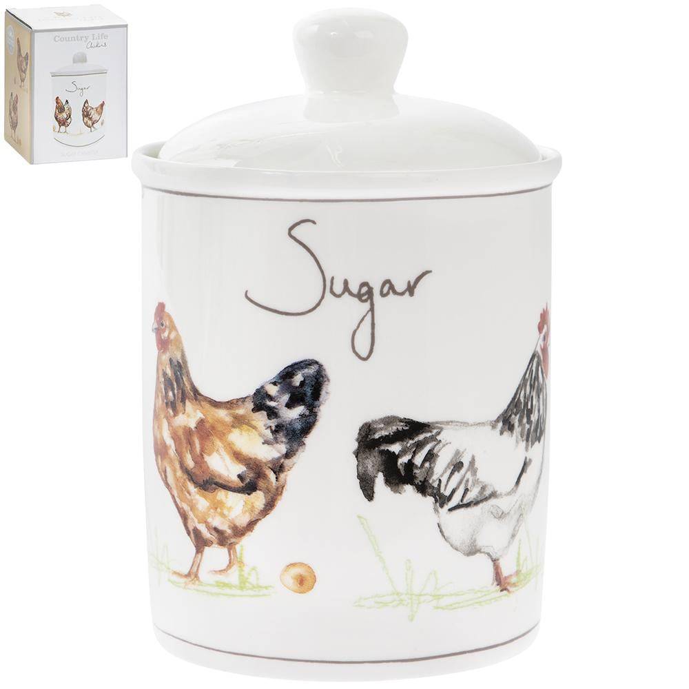 Country Life Chickens Fine China Sugar Canister - 16cm-5.01079E+12-Bargainia.com