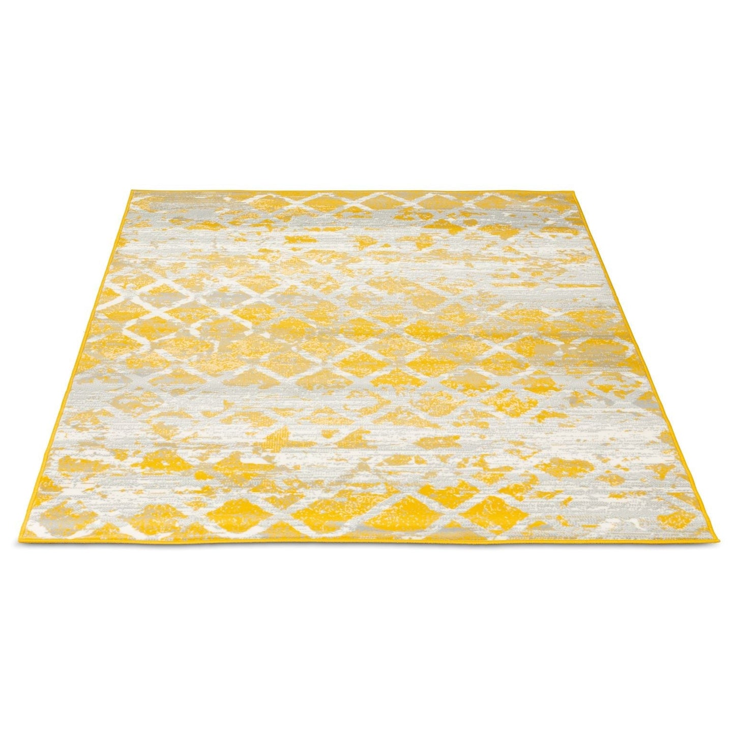 Mustard Contemporary Faded Tiles Design Rug - Texas - Bargainia.com