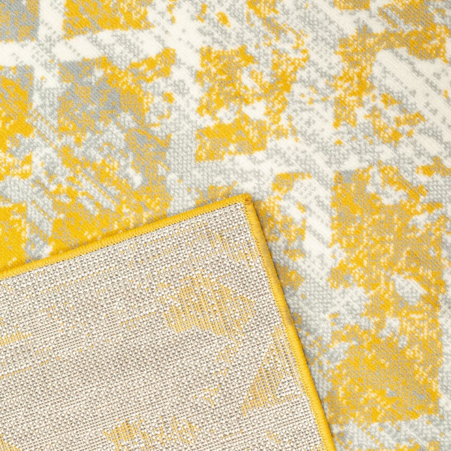 Mustard Contemporary Faded Tiles Design Rug - Texas - Bargainia.com