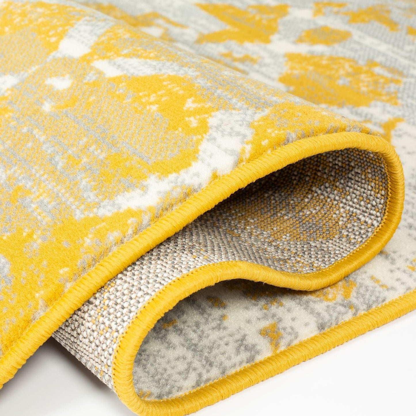 Mustard Contemporary Faded Tiles Design Rug - Texas - Bargainia.com