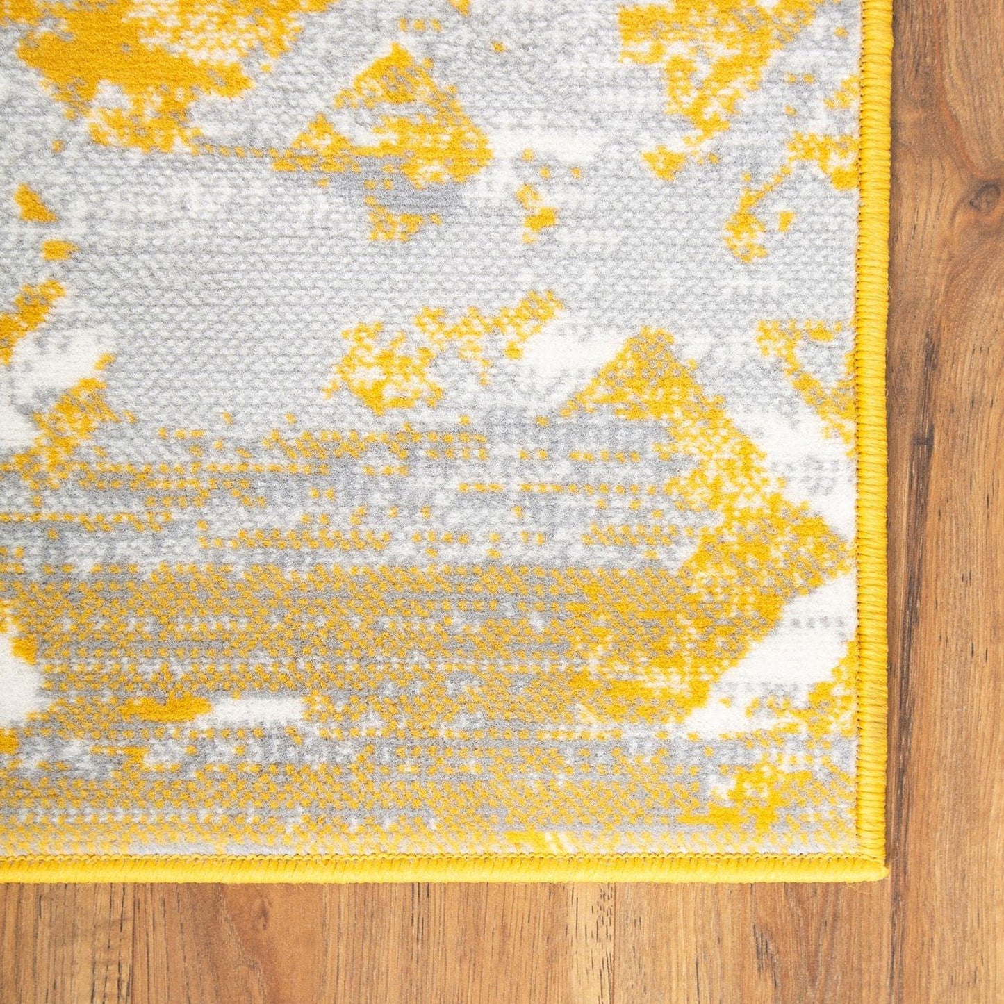 Mustard Contemporary Faded Tiles Design Rug - Texas - Bargainia.com