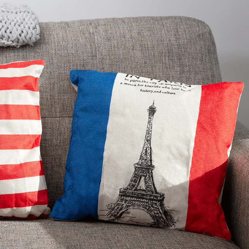 Eiffel Tower Canvas Cushion - 45cm-5.05615E+12-Bargainia.com