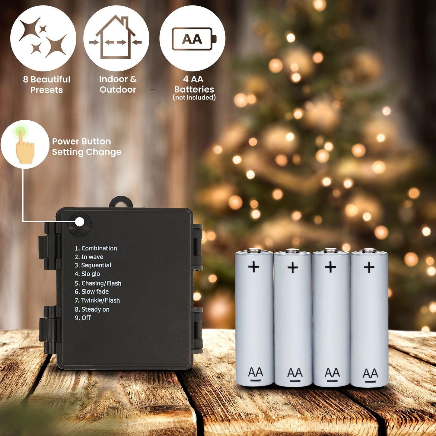 Battery Operated String Lights - 100 LED Berry Bulbs - Warm White-5056150236696-Bargainia.com