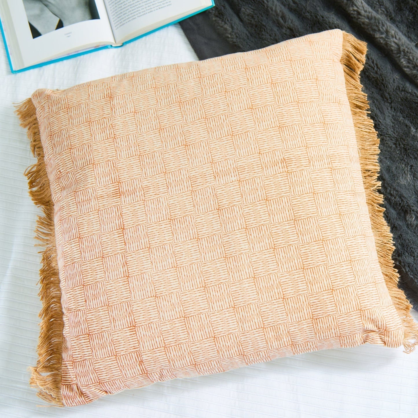 Fero Sandstone Fringed Cushion - 45 x 45cm 8714503347112 only5pounds-com