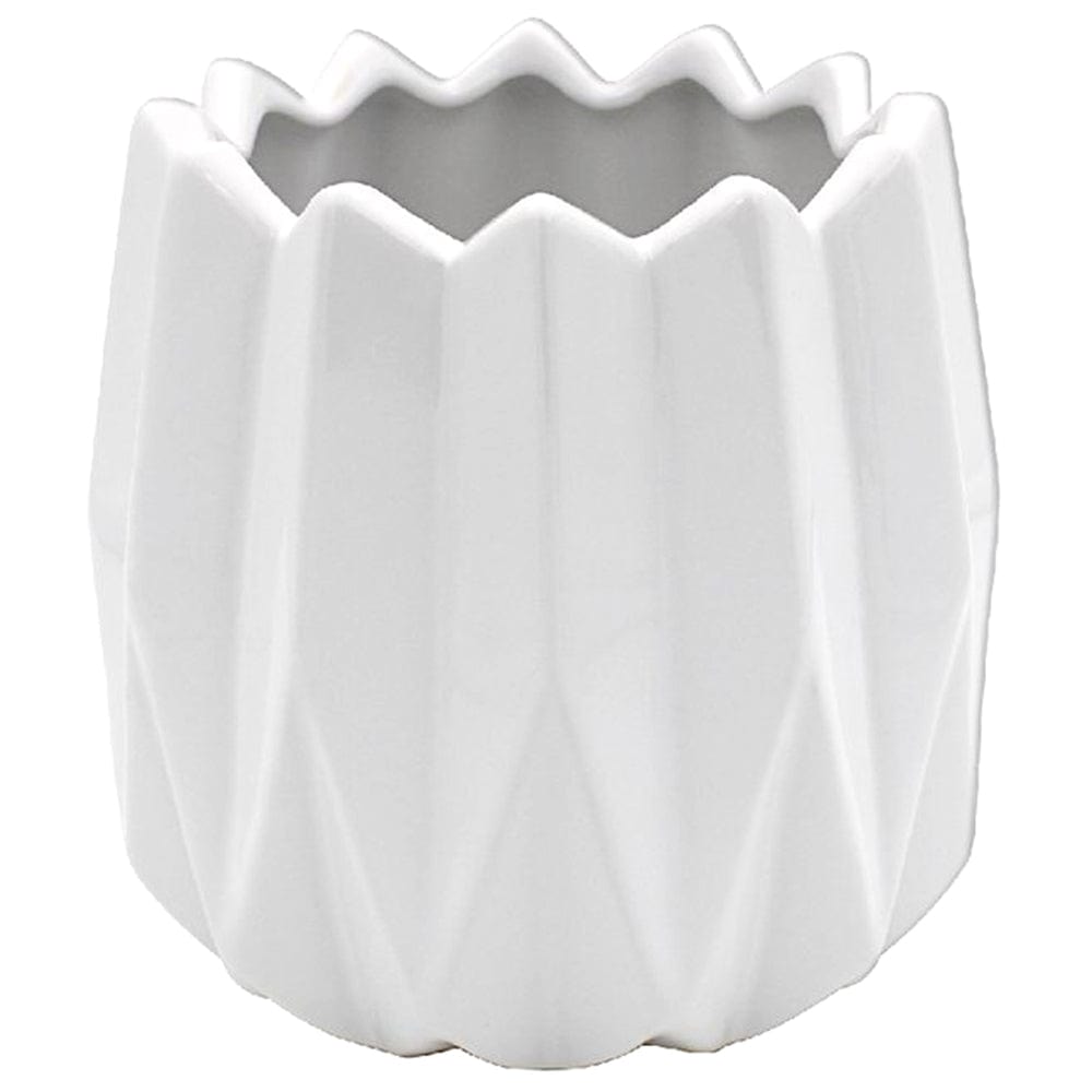 Geometric White Plant Pot - 13cm 5010792478647 only5pounds-com