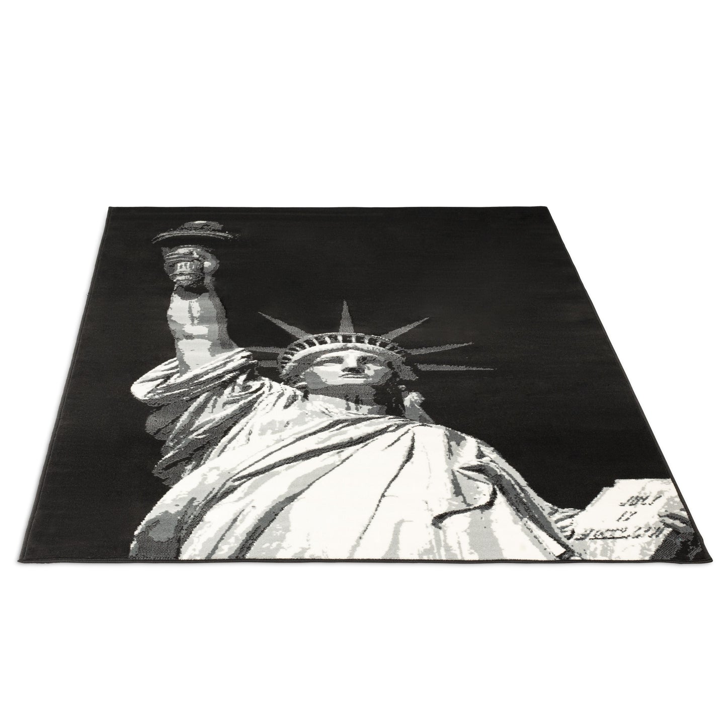 Black Funky Statue of Liberty Print Rug - Texas - Bargainia.com