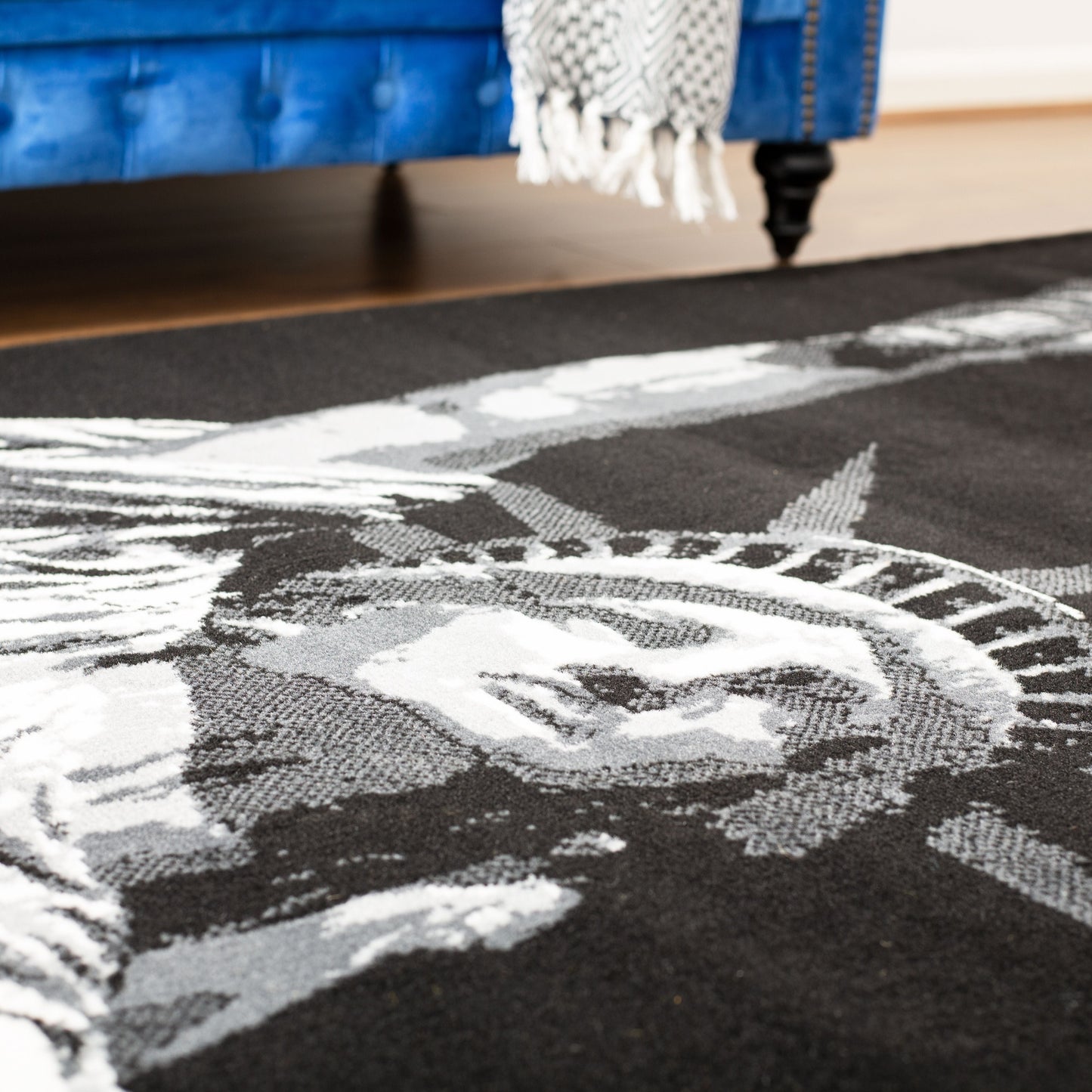 Black Funky Statue of Liberty Print Rug - Texas - Bargainia.com