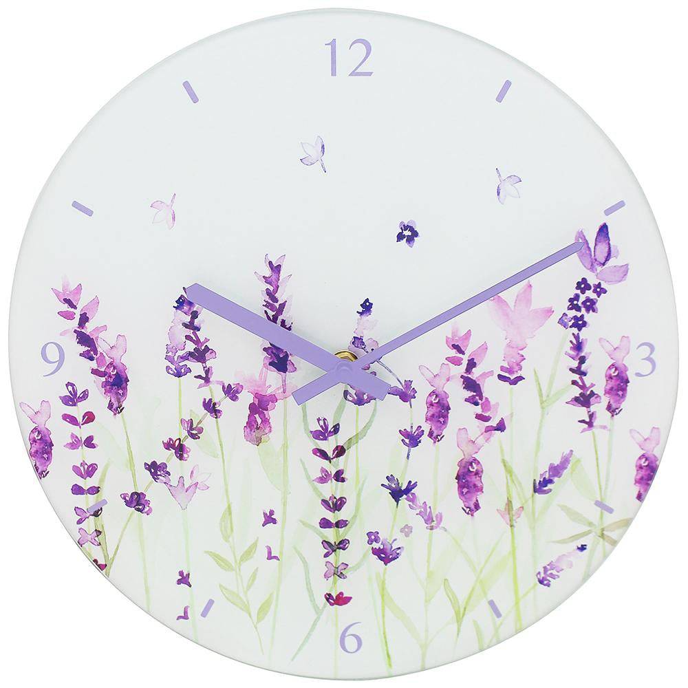 Lavender Glass Clock - 30cm-5010792462516-Bargainia.com