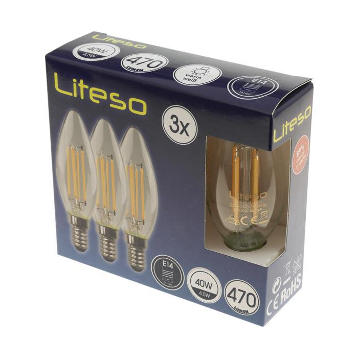 E14 LED Candle Lightbulbs - 2700k - 4.5W/40W - Pack of 3-4260644160195C-Bargainia.com