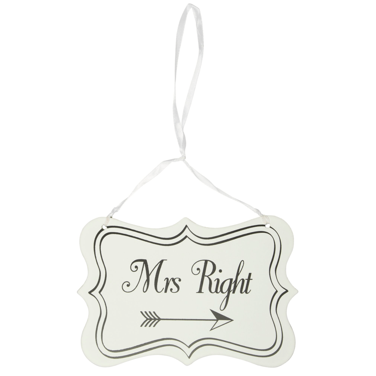 "Mrs Right" Wooden Wedding Decoration - White 8719202581195 only5pounds-com
