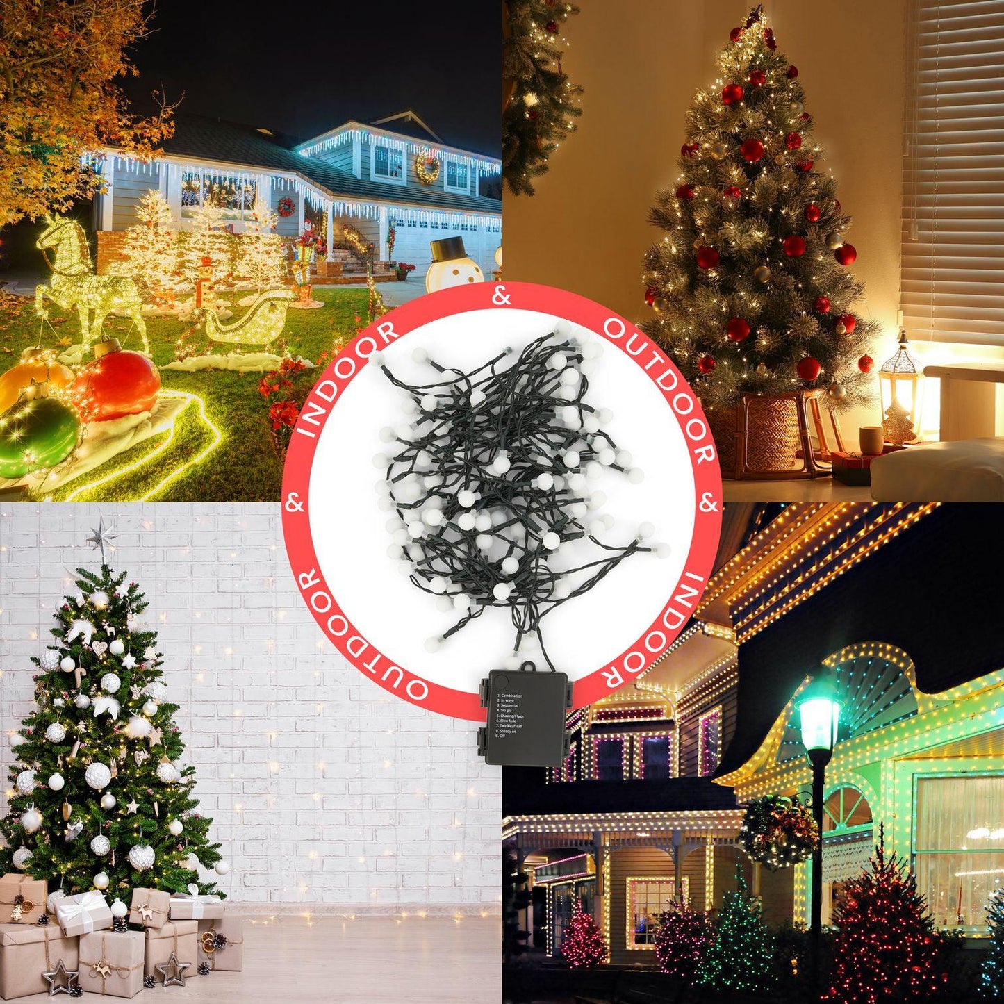 Battery Operated String Lights - 100 LED Berry Bulbs - Warm White-5056150236696-Bargainia.com