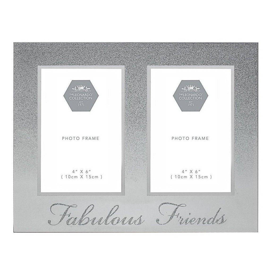 Silver Glitter "Fabulous Friend" Twin Photo Frame - 6X4" 5010792445618 only5pounds-com