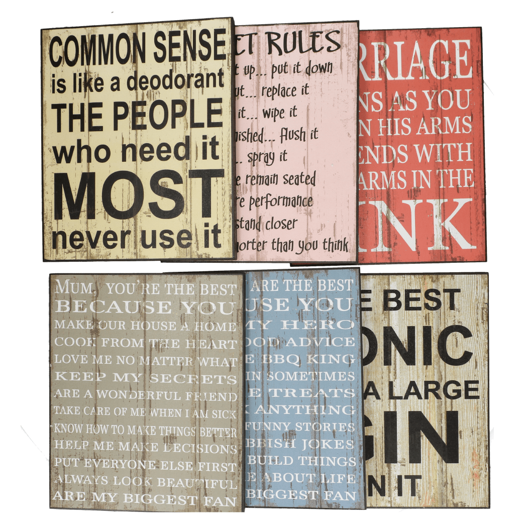 Vintage Style Funny Slogan Wooden Decorative Signs - Assorted Designs-8711252863672-Bargainia.com