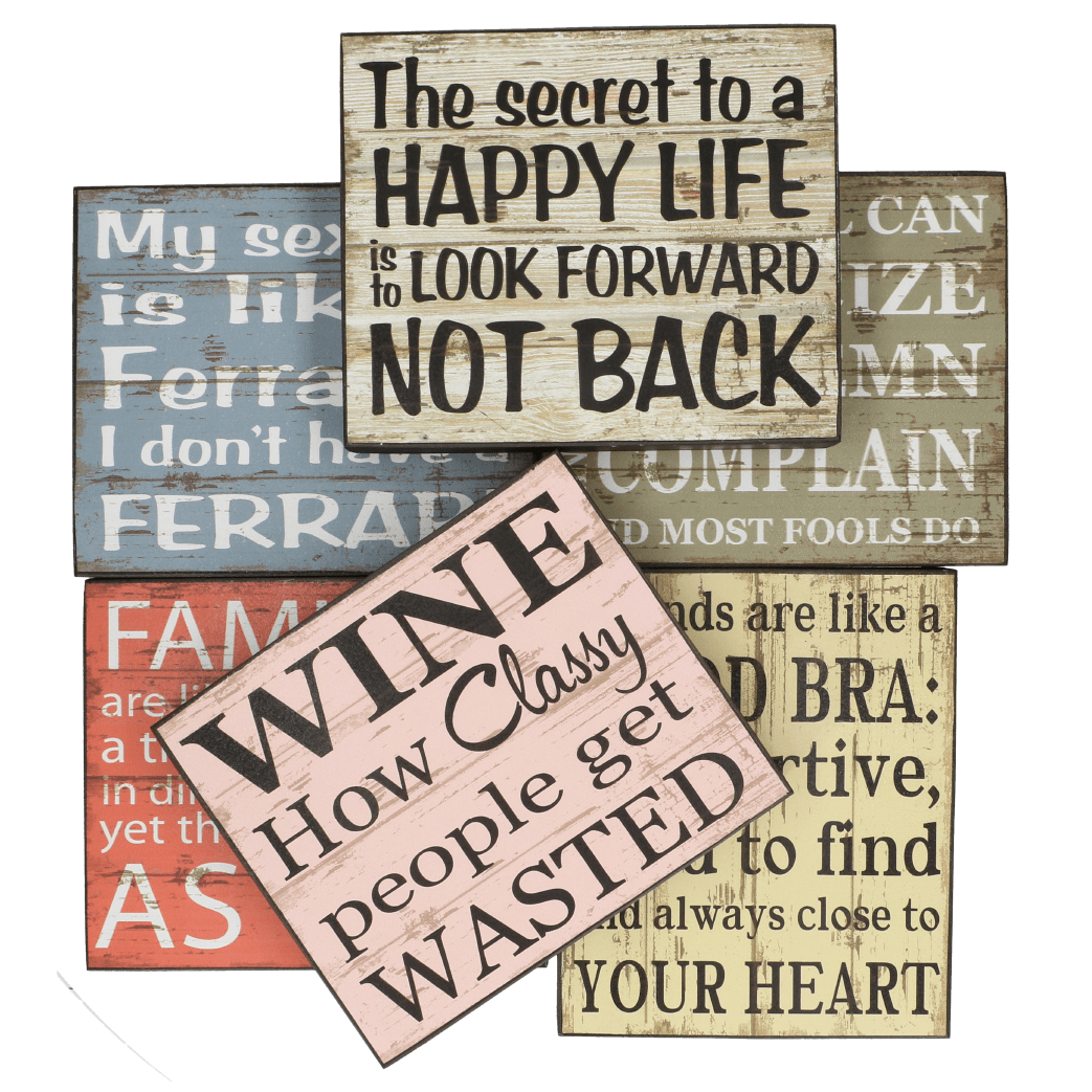 Vintage Style Slogan Wooden Decorative Signs - Assorted Designs-8711252863689-Bargainia.com