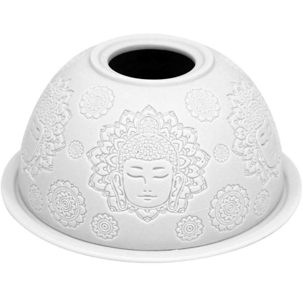 White Ceramic Dome Tea Light Holder - Buddha - 12CM 5010792475233 only5pounds-com