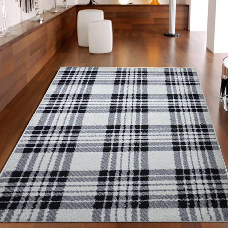 Grey Checked Rug | Rug Masters | Various Sizes Available