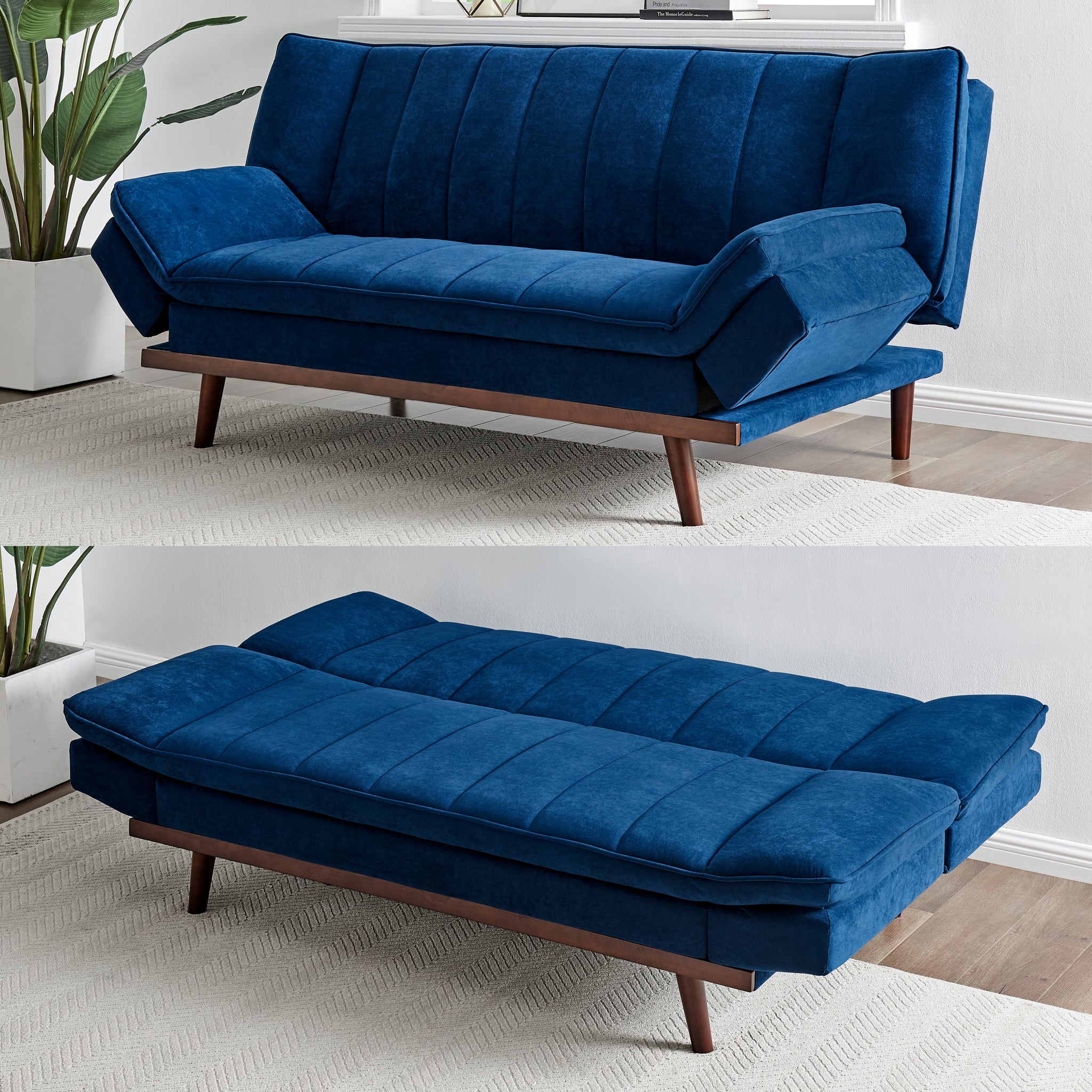 Mondaine Velvet Sofa Bed - Navy Blue