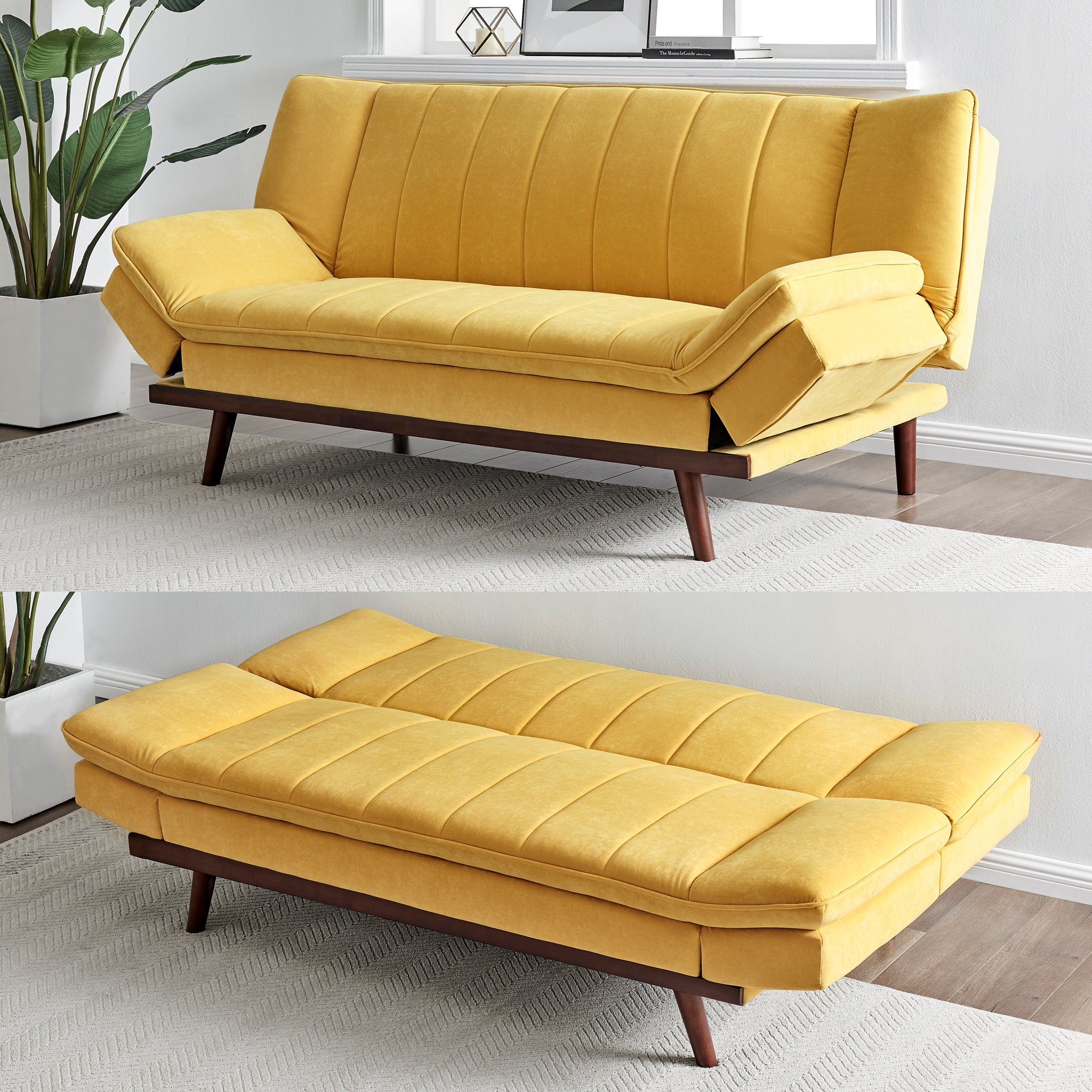 Mondaine Velvet Sofa Bed - Yellow