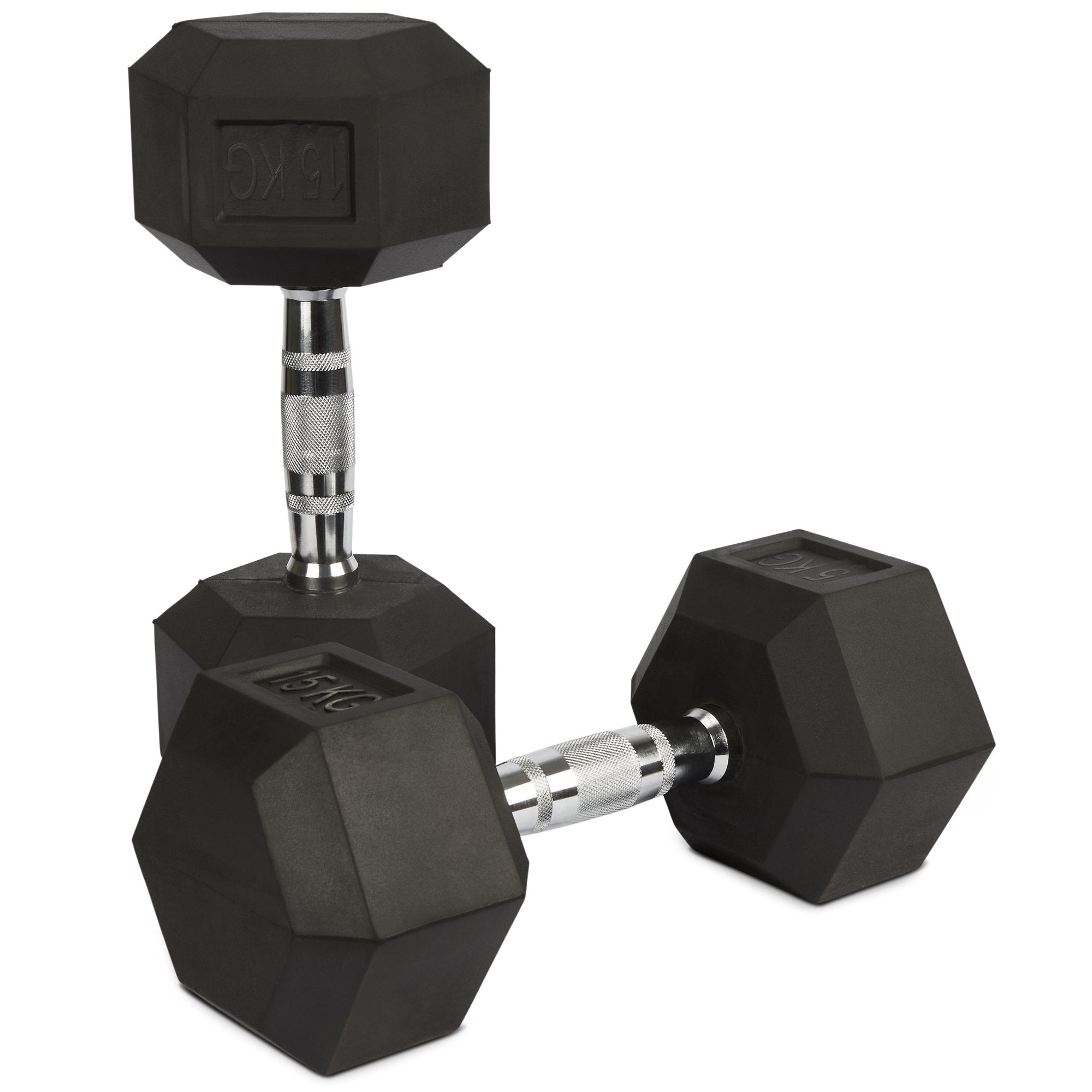 Rubber Hex Dumbbells - 2 x 15kg Bravich LTD.