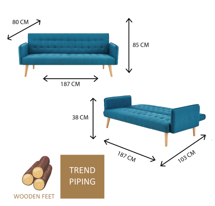 The 'Mario' Sofa Bed - Blue Bravich LTD.