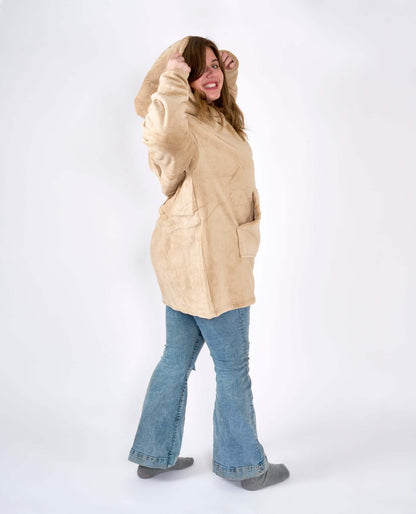 Hibernate Collection Oversized Super Soft Coral Fleece Sherpa Hoodie One Size-5056536110374-Bargainia.com