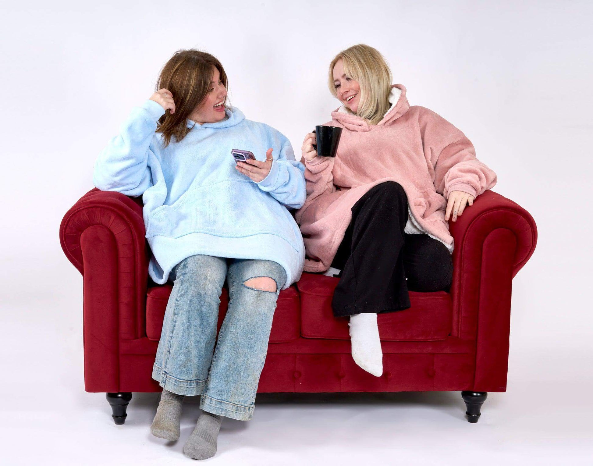 Hibernate Collection Oversized Super Soft Coral Fleece Sherpa Hoodie One Size-Bargainia.com