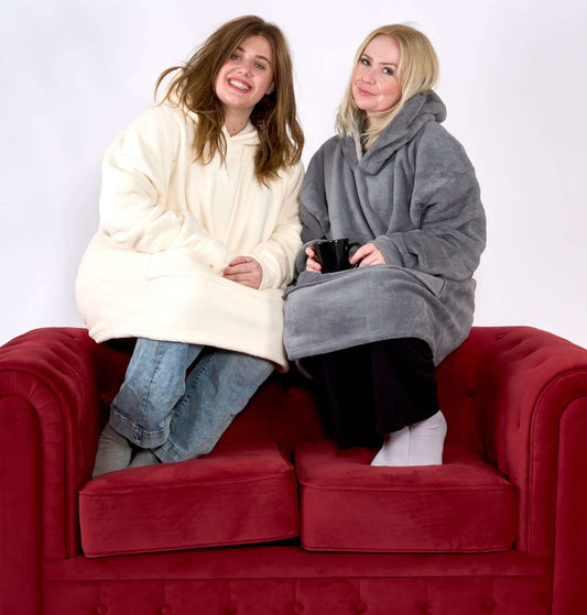 Hibernate Collection Oversized Super Soft Coral Fleece Sherpa Hoodie One Size-Bargainia.com