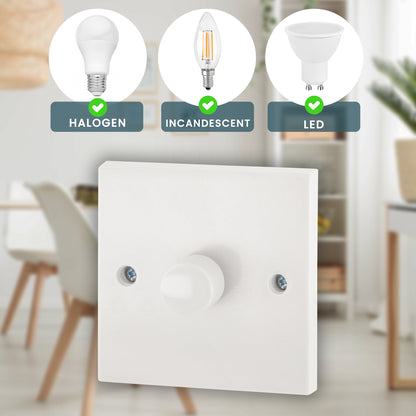 1 Gang 1 Way Dimmer Switch 400W - White Bargainia.com