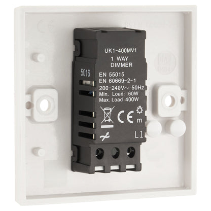 1 Gang 1 Way Dimmer Switch 400W - White Bargainia.com