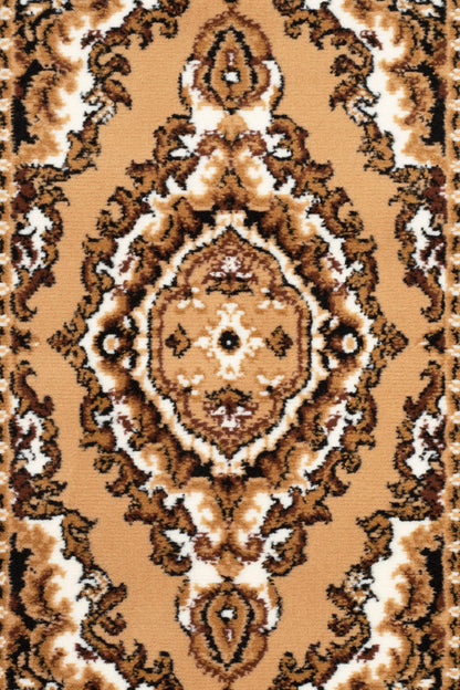 Beige Traditional Medallion Stair Runner / Kitchen Mat - Texas (Custom Sizes Available)-5056150268406-Bargainia.com