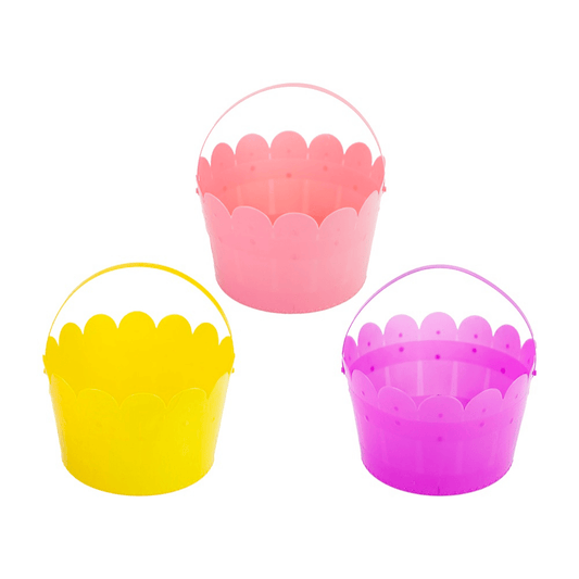 12.5Cm X 17Cm Plastic Easter Bucket 3 Asst Colours 5050565574732 only5pounds-com