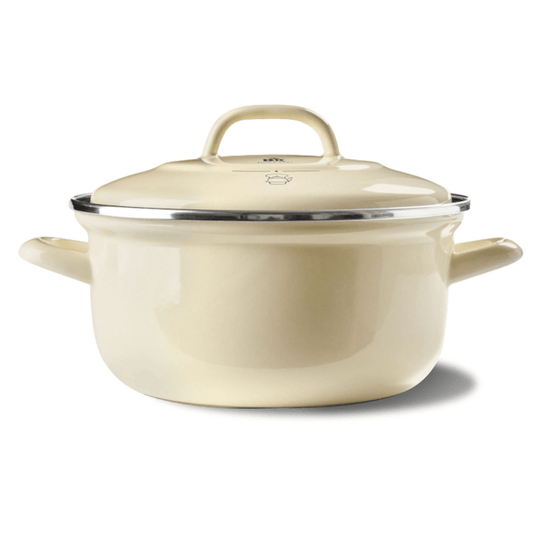 BK Indigo Heritage Round Dutch Oven - 24cm, 4.2L, German Enamelled Casserole with Lid - Cream-4895156659273-Bargainia.com