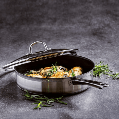 BK Allround Satin Stainless Steel Ceramic Non-Stick Pan with Lid - 28cm-8718311318869-Bargainia.com