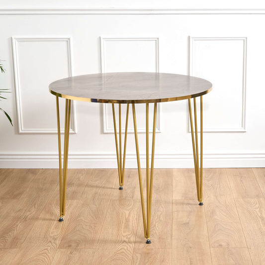 Coffee Table Grey Marble & Gold Effect Hair Pin Legs 90cm