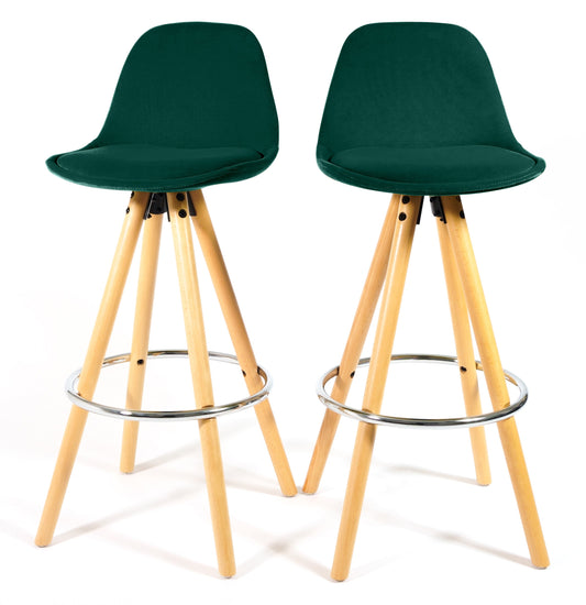 Barcelona Bar Stools Matte Velvet - Emerald Green