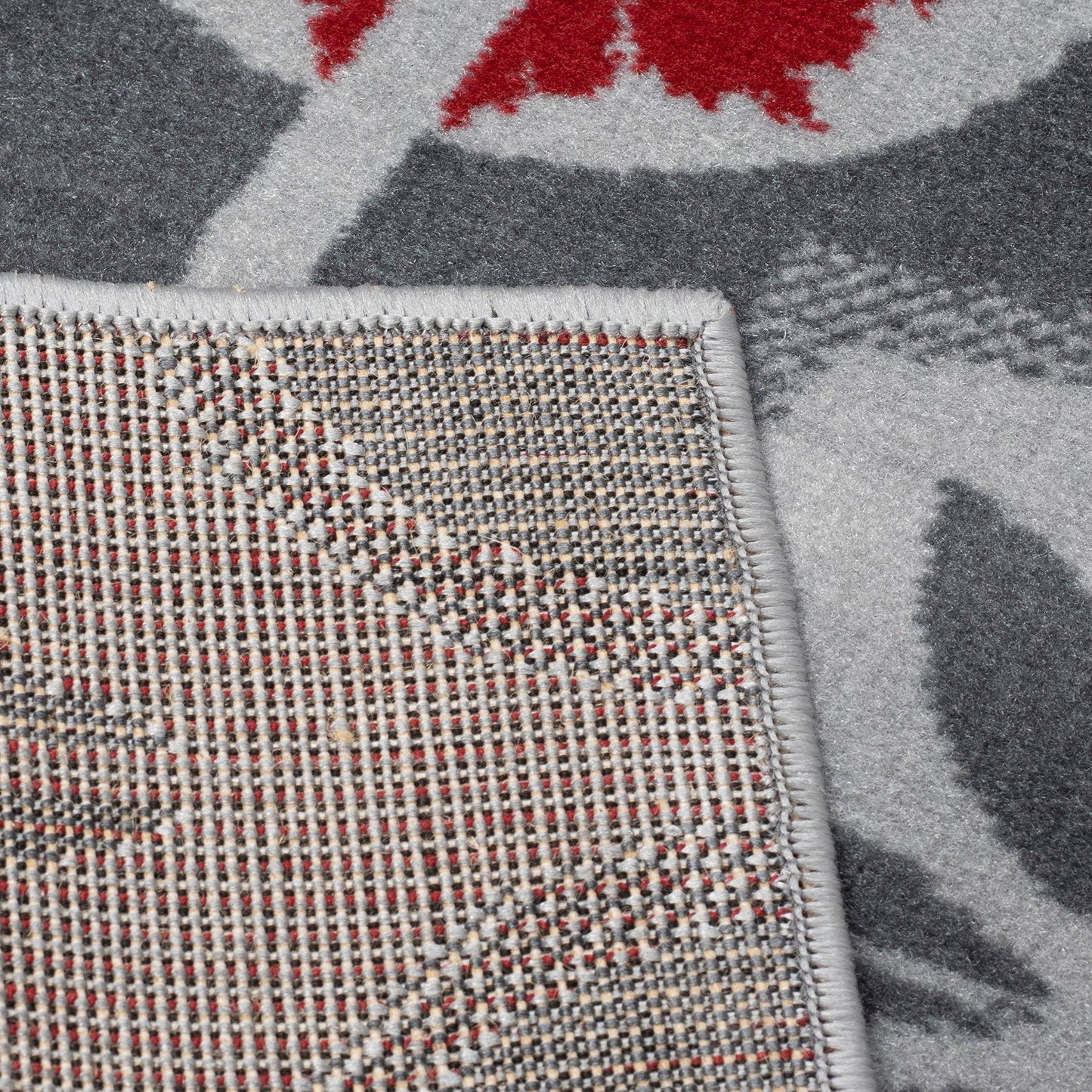 Red & Grey Floral Tiles Stair Runner / Kitchen Mat - Texas (Custom Sizes Available)-5056150271314-Bargainia.com