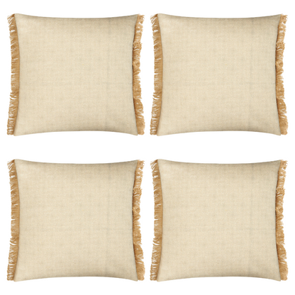 Fero Sandstone Fringed Filled Decorative Throw Cushion - 45 x 45cm-Bargainia.com