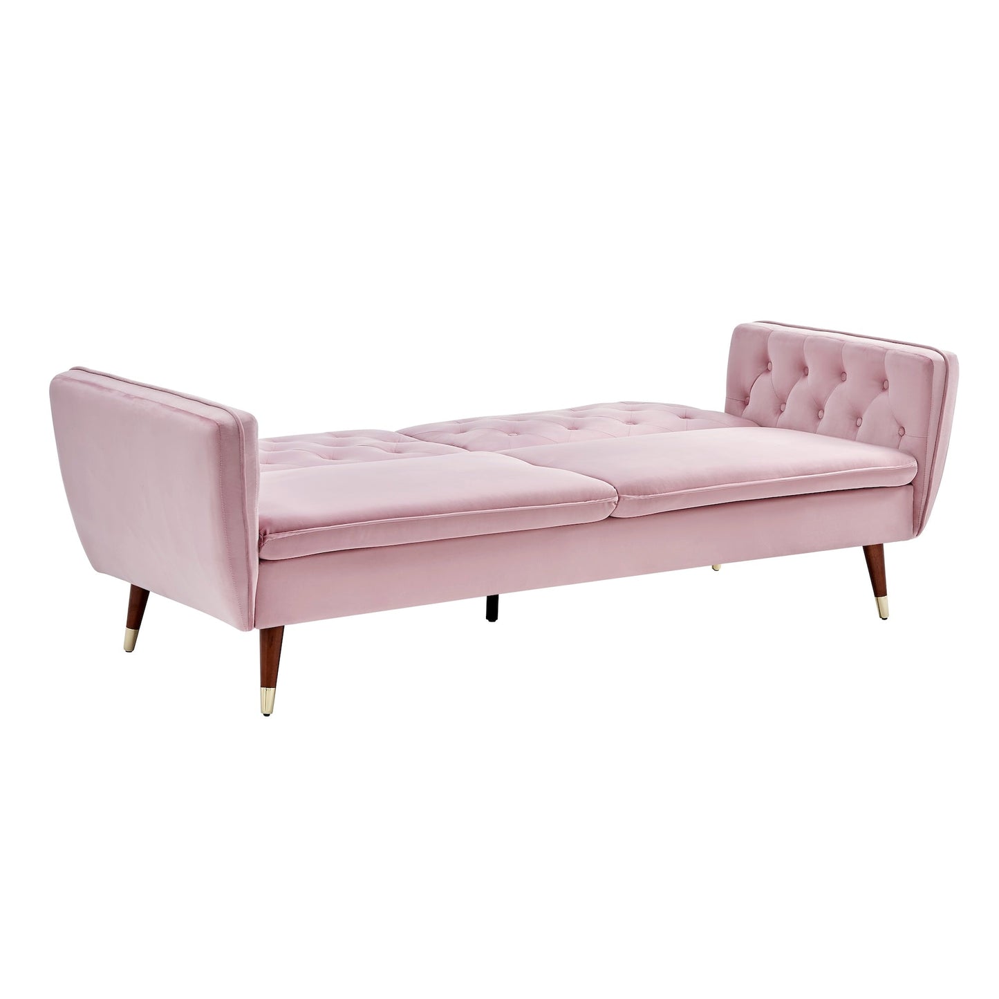 3 Seater Sofa Bed Pink Velvet Button Back - Victoria Bargainia