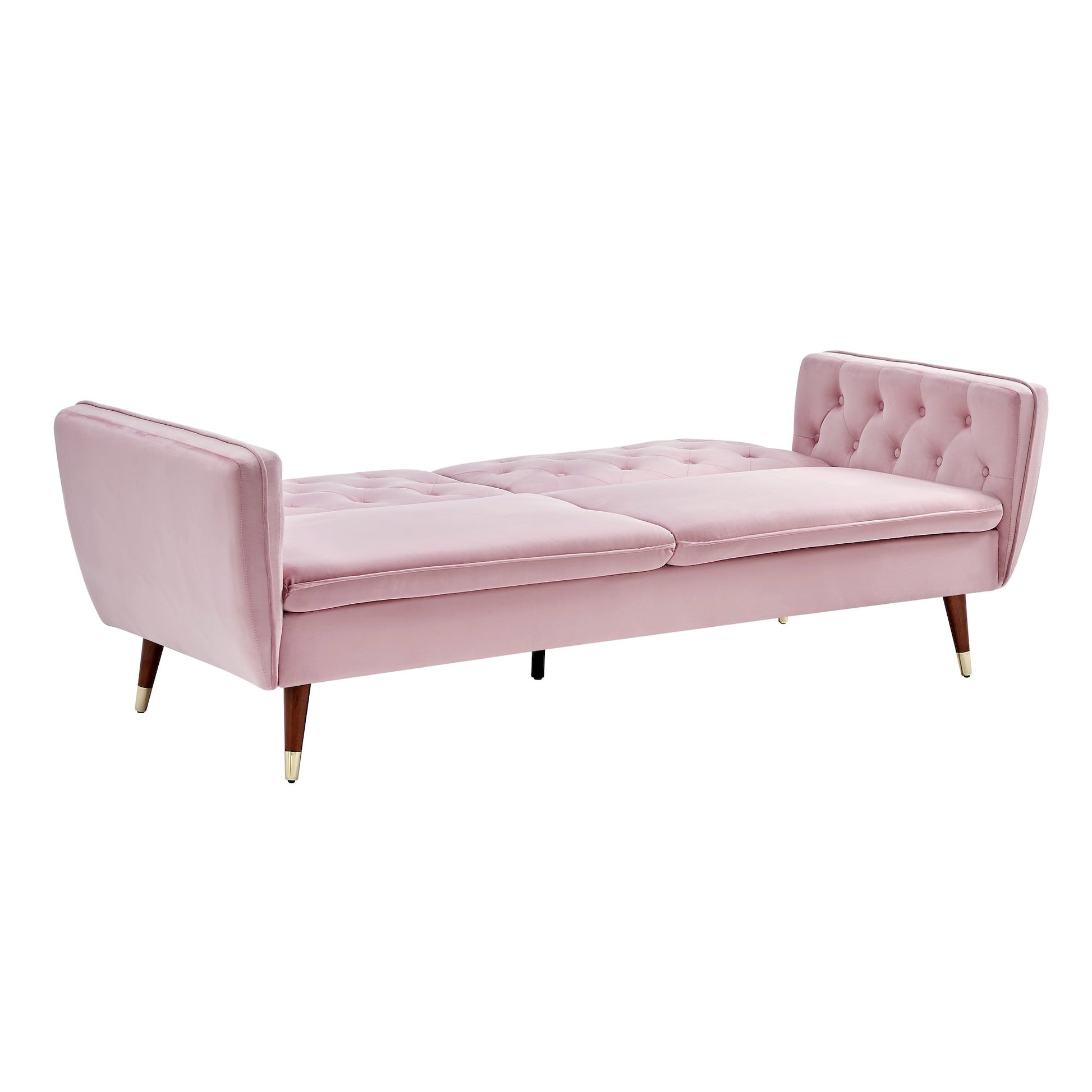 3 Seater Sofa Bed Pink Velvet Button Back - Victoria Bargainia