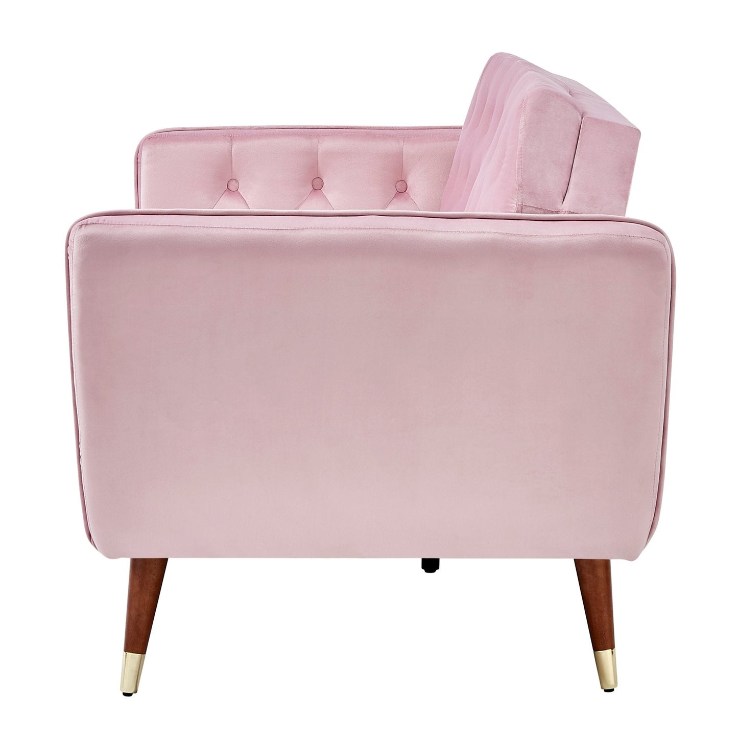 3 Seater Sofa Bed Pink Velvet Button Back - Victoria Bargainia